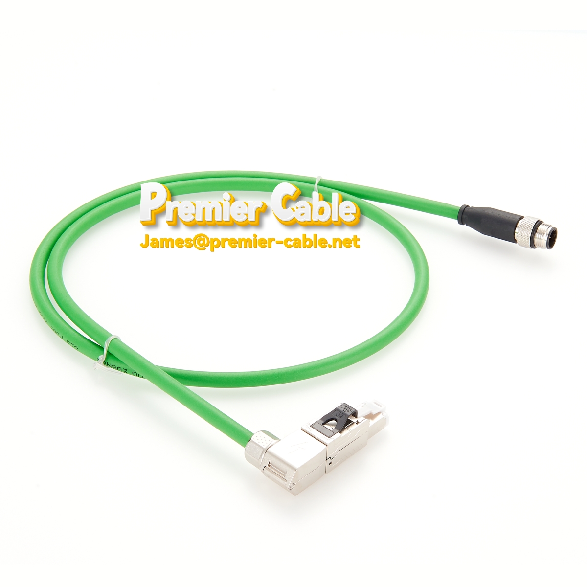 M12 D Code 4 pin to RJ45 Right Angled Ethernet Cable 